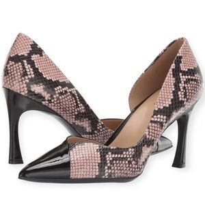 NWOT Naturalizer Edris Black/Pink Patent Snake Print D’Orsay Pumps, 8